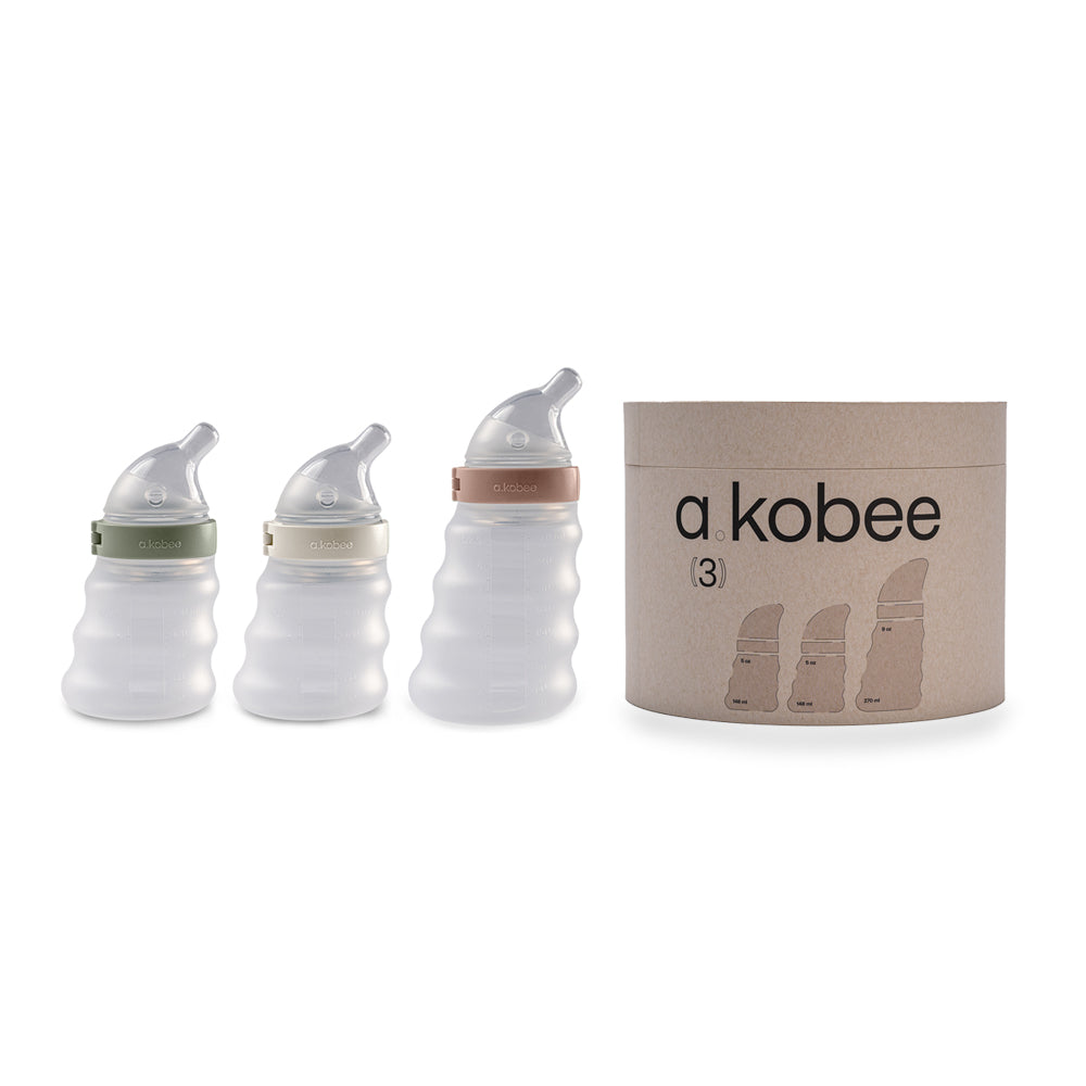 a.kobee Newborn Baby Bottle, Elite, Two 5oz and One 9oz (with Various flows)