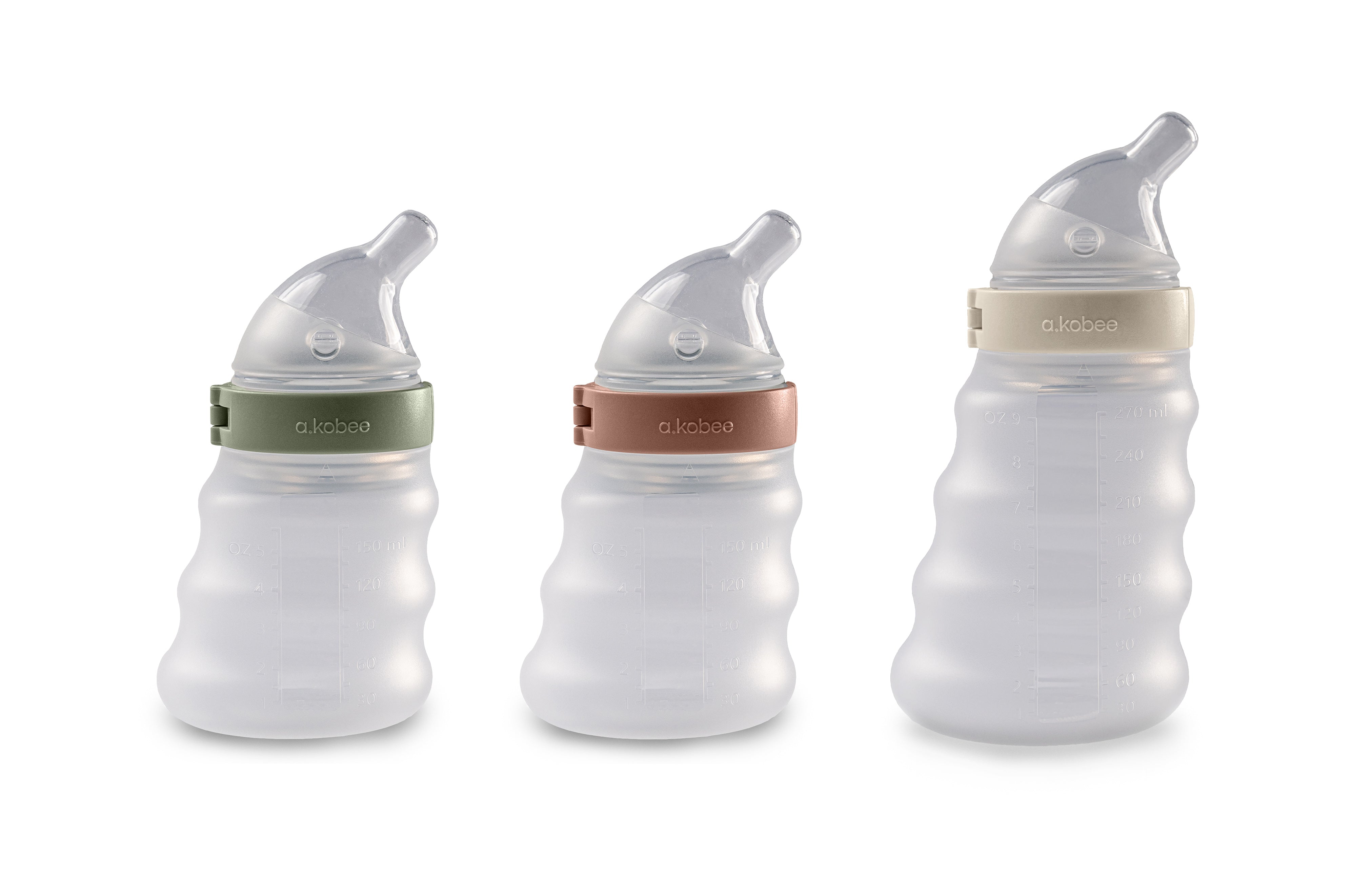 a.kobee Newborn Baby Bottle, Elite, Two 5oz and One 9oz (with Various flows)