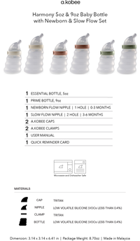 a.kobee Newborn Baby Bottle, Harmony, 5oz and 9oz (with Newborn and Slow Flow)